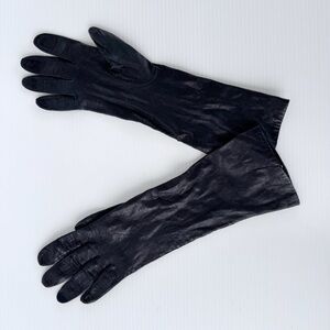 Vintage Black Leather Opera Gloves Women’s Made in Belgium Silk Lined Size S/M